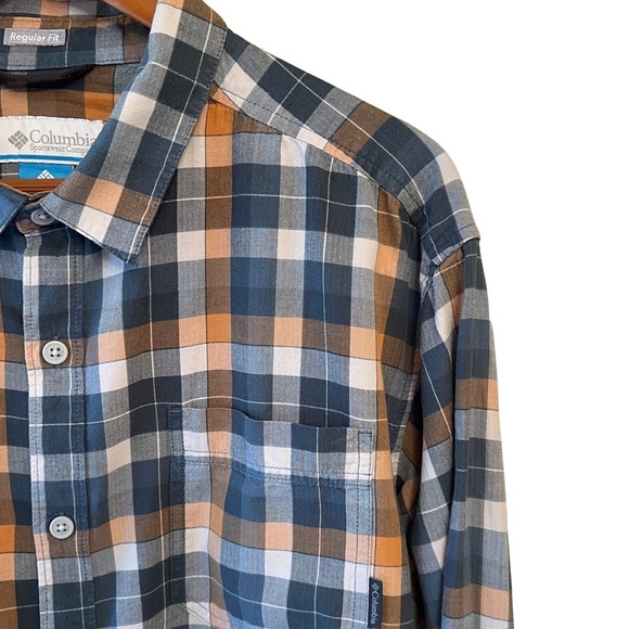 Columbia Shirt Plaid Hardy Ridge Long Sleeve Regular Fit Blue Orange XL 1707631 - Picture 7 of 13